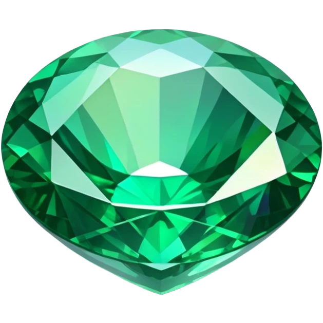 round cut emerald gemstone with rich green color and holographic iridescent shine emoji