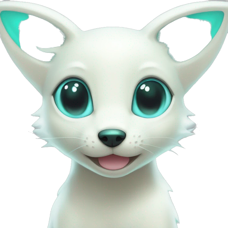 Shiny White Pastel Albino Umbreon with cyan eyes and cyan markings emoji
