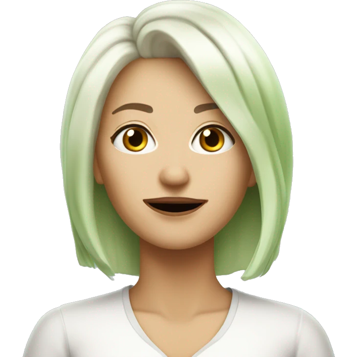 Platinium hair 40-years old lady hate matcha latte emoji