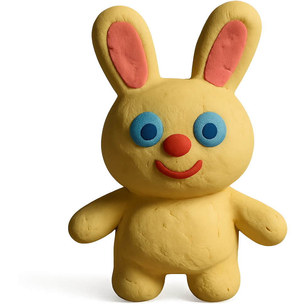 claymation style character named Bunty, soft and squishy emoji