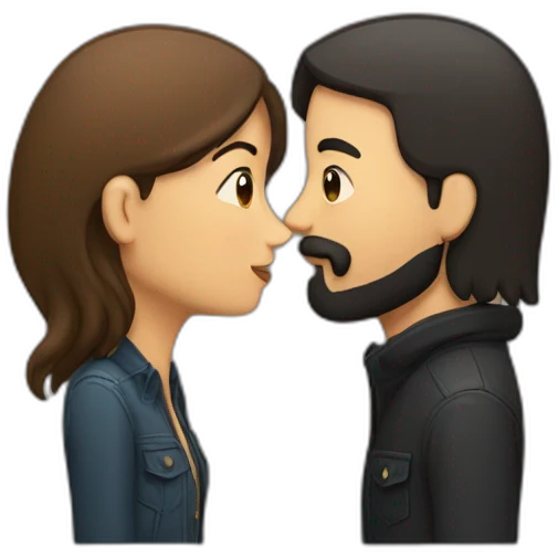 man-with-black-hair-and-beard-kissing-with-shorter-long-brown-hair-woman emoji