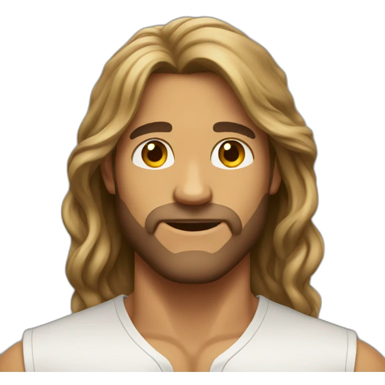 Tan fit very long hair man emoji