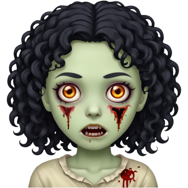 A girl zombie with black curly hair  emoji