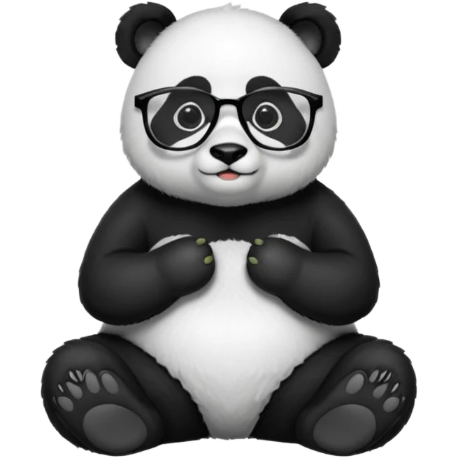 panda sit alone with glasses full body emoji
