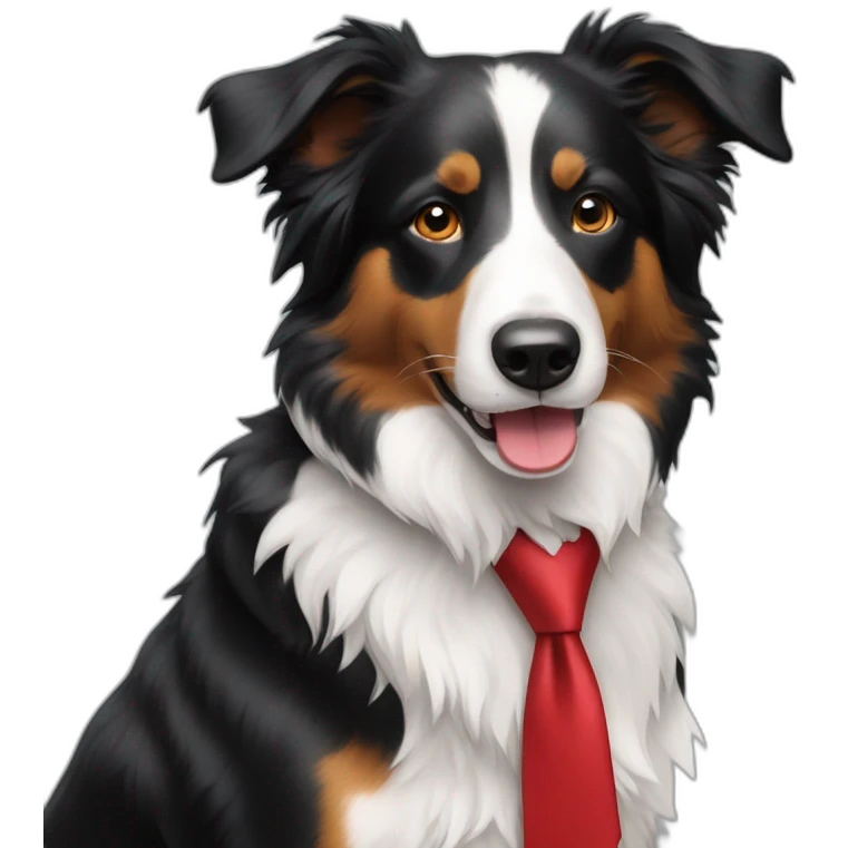 border collie with red tie emoji