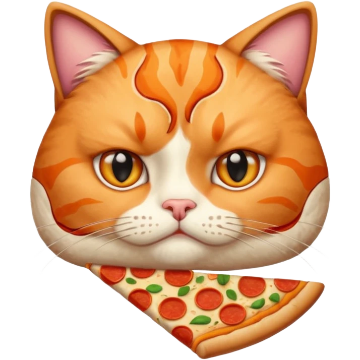 frowning cat with pizza, portrait, bust up emoji