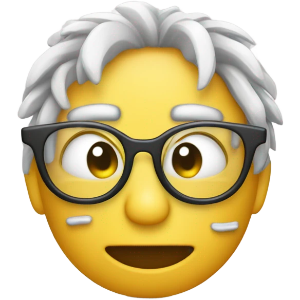 crying laughing emoji wearing debugging glasses with tiny code errors floating around emoji