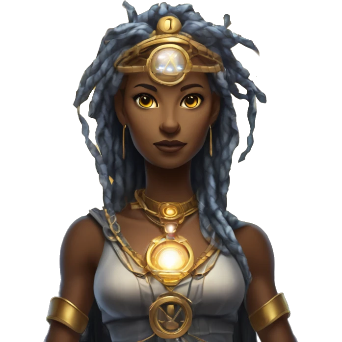 Technomancy Goddess is a mystical being who controls both magic and technology. She can cast spells on technological networks. Her powers blend the ancient art of magic with advanced cybernetics and technology. She can command machines emoji