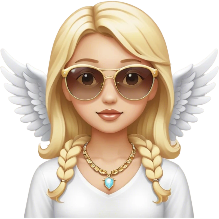 blonde girl with jewelry sunglasses with angel wings emoji