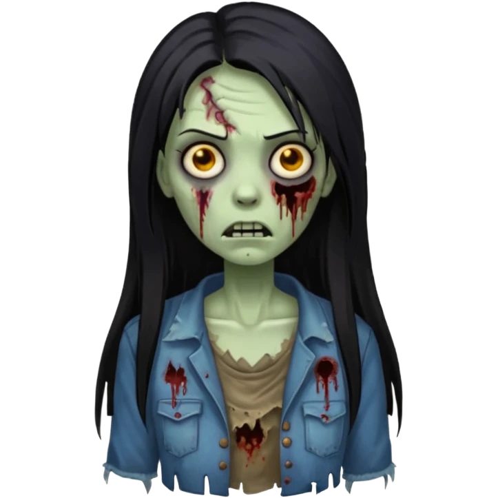 mulher zumbi cabelo liso tamanho grande preto emoji