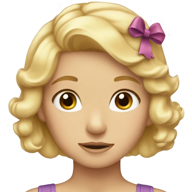 Blonde haired girl with bow emoji