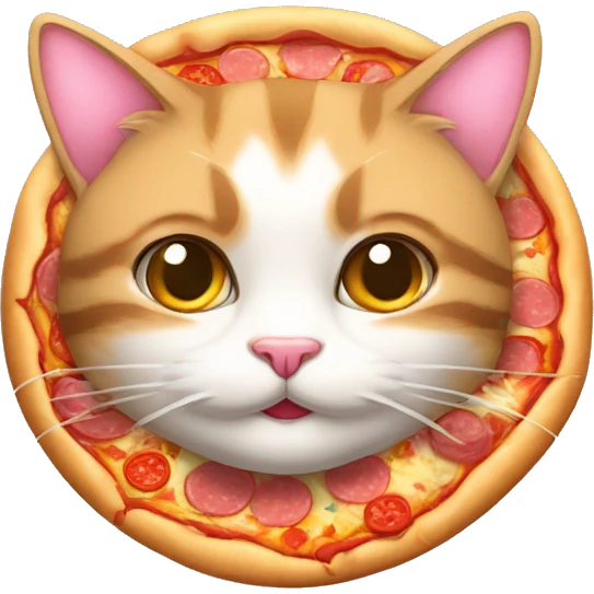 Gato com cabelo rosa segurando uma pizza emoji