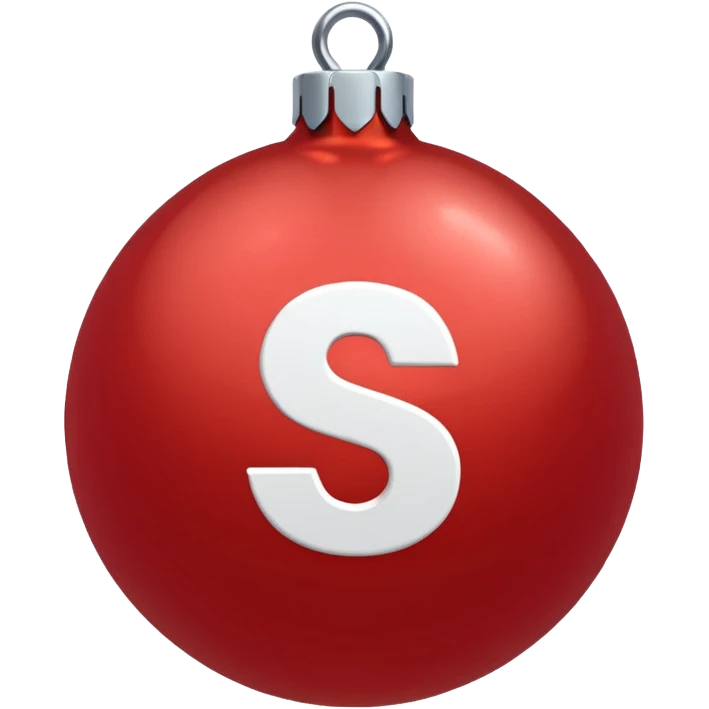 red Christmas ball with white "S" logo emoji