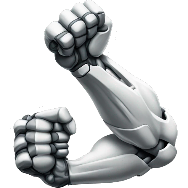 Cyborg arm and bicep with flexing shock emoji