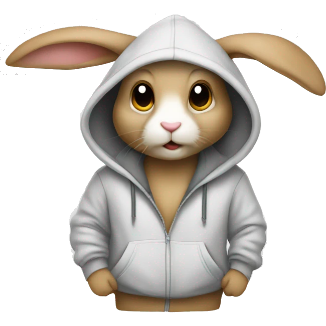 Rabbit wearing yo hoodie emoji