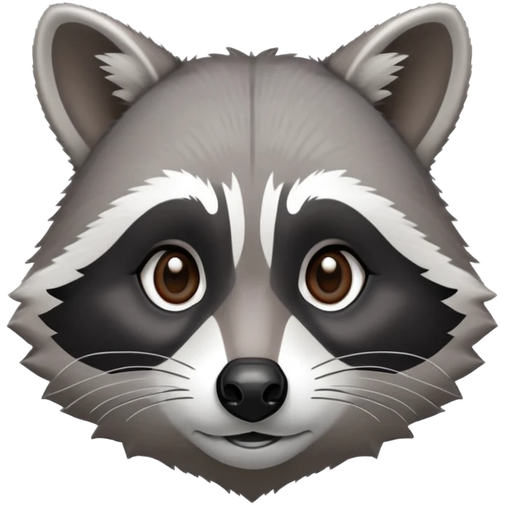 Cinematic-Noble-Raccoon-Portrait-Emoji – Poised and confident, with a sturdy build and a beautifully textured fur of silver-grey accented by dark black facial markings, deep-set, intelligent brown eyes, simplified yet sharp and sophisticated zoom out to show shoulders emoji
