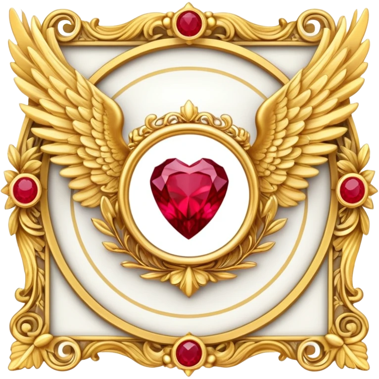 3st place award number in frame decorated with golden angel  wings and rubby stone emoji