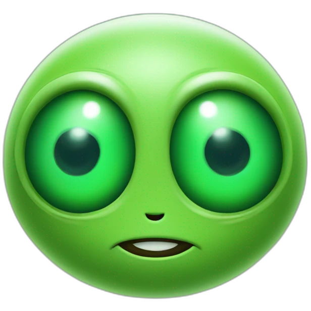 Cute green aliens with three eyes, wide oval face and antennae on head emoji