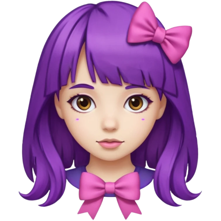 girl with bangs and purple hair and pink bow emoji