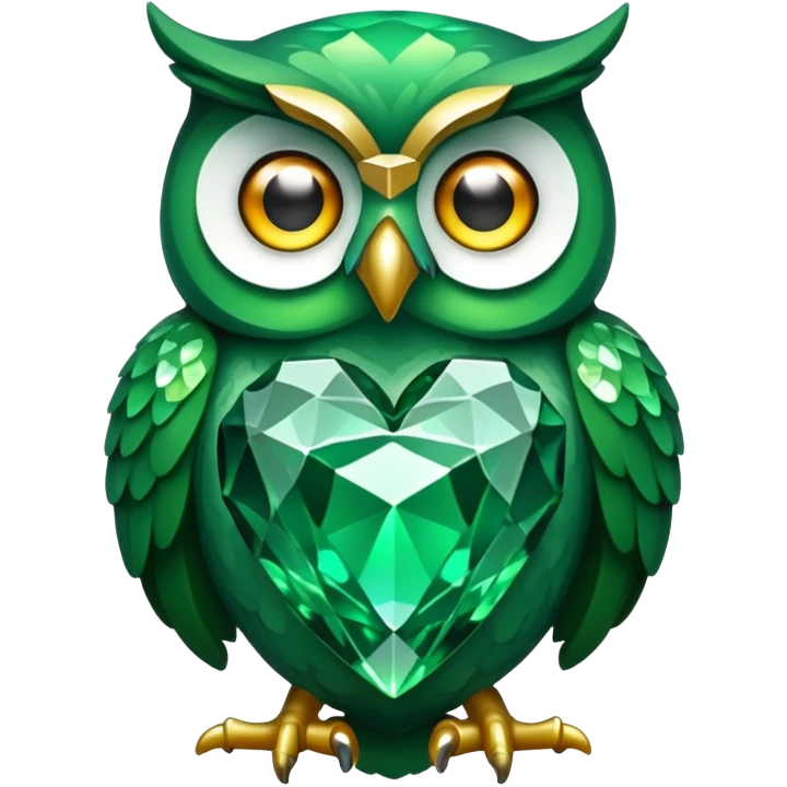 a green owl giving a jewel   emoji