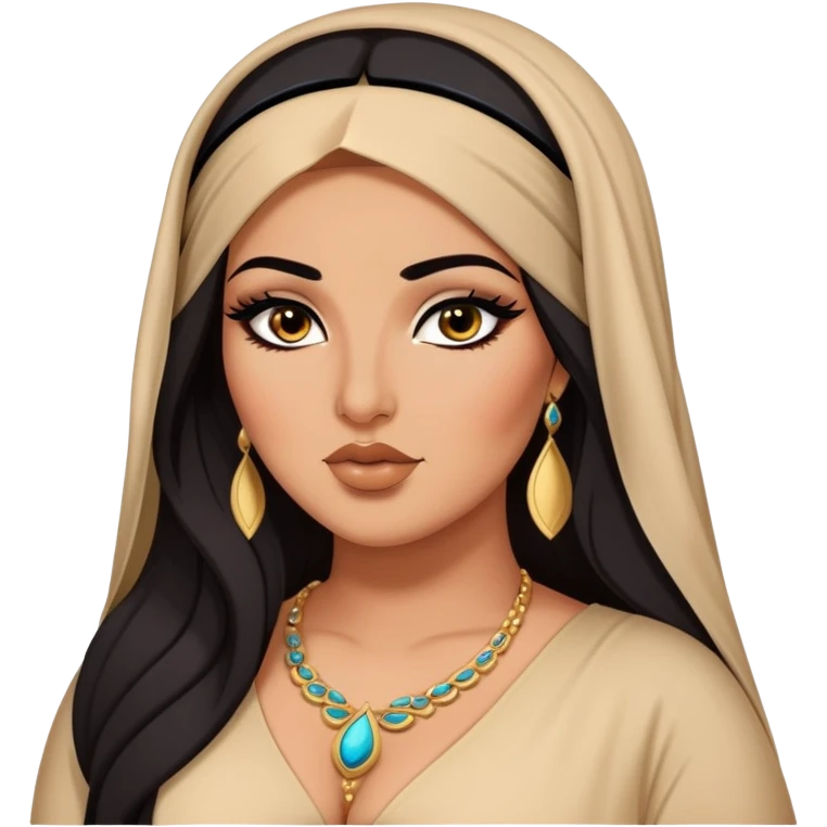 big plus size, arab, long dark hair, arabian clothes, baddie,pretty, makeup, lipgloss, black eyeliner, emoji