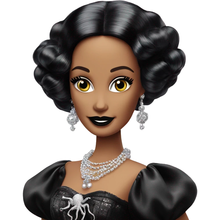 1915 Southern Belle Debut Barbie CC,Morticia Addams,modeling, sparkling black octopus tails  emoji