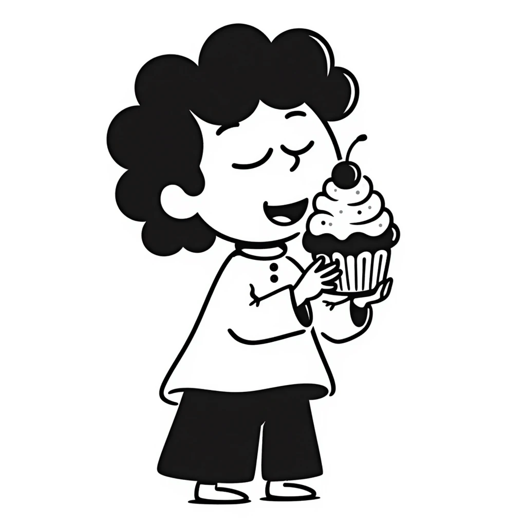 labubu eating a cupcake emoji