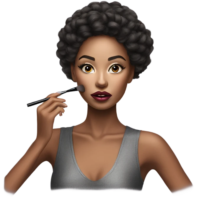Hyper Realistic fashion model applying her make up emoji