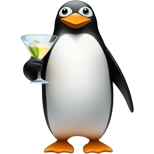 Penguin drinking a martini emoji