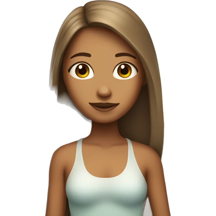 surfer girl with brown straight hair tan with sunscreen on nose emoji