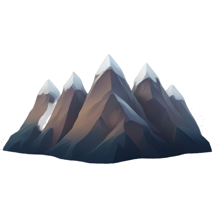Three mountain tops at night with stars emoji