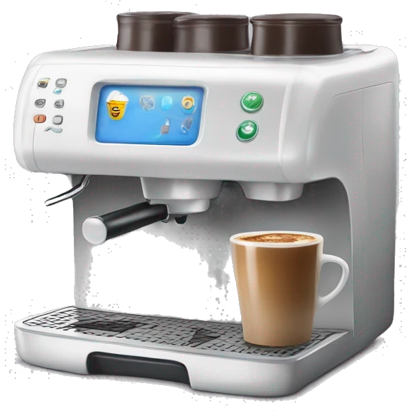 Coffee machine with a mug of coffee and milk  emoji