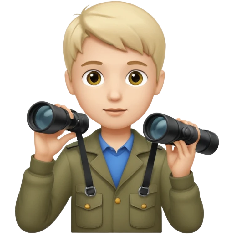 boy with binoculars looking at girls emoji