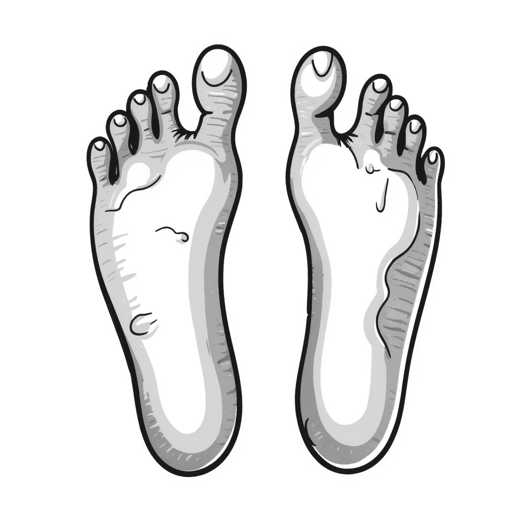 realistic drawing of two human foot soles covered with white sticky tree sap, detailed illustration emoji