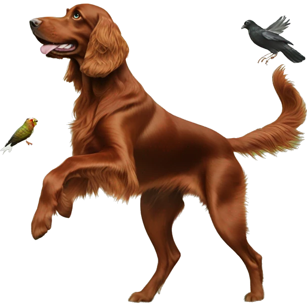 Irish setter catching a bird emoji
