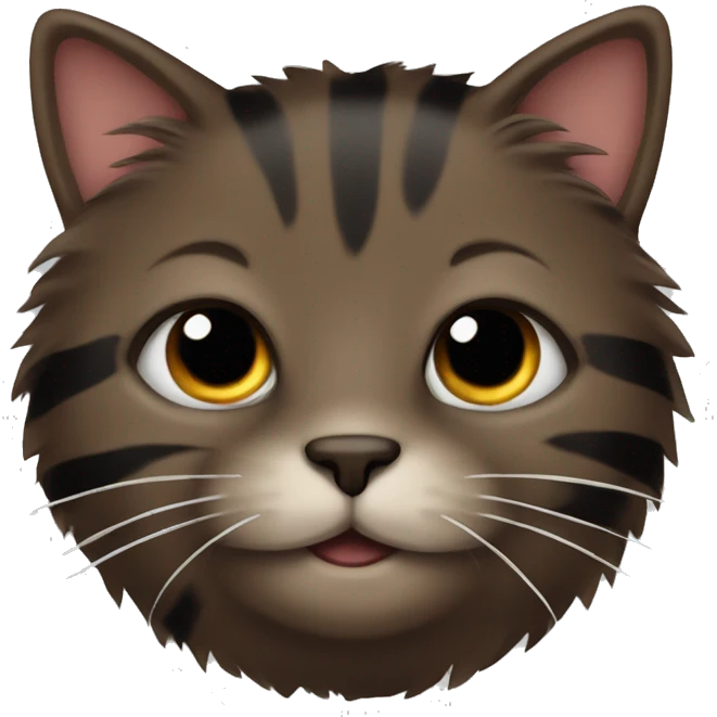 fluffy dark brown cat with black stripes emoji