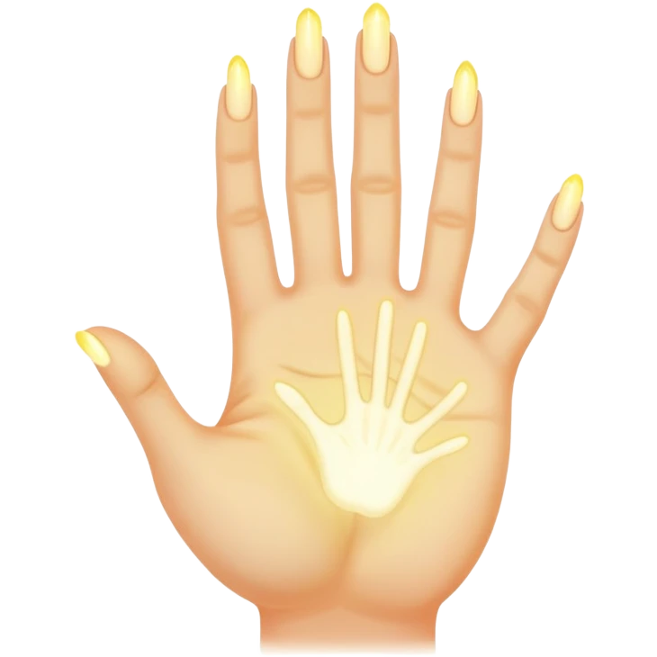  -- ethereal glowing hand palm lines-- 5 fingers reading palm 
 emoji