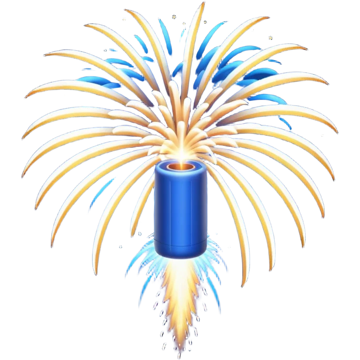 deep blue coloured firework travelling through the sky ready to explode emoji