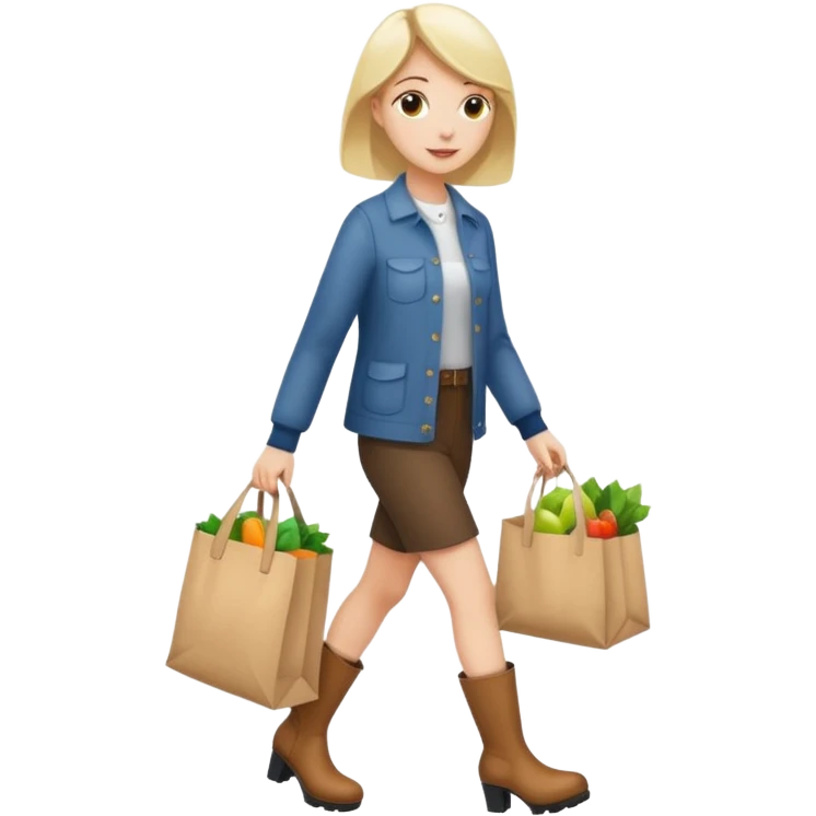 Una donna con gli stivaletti che va a fare la spesa emoji