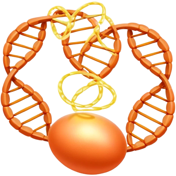 Golden egg, bright salmon, chicken, and tofu floating around a glowing DNA strand. Golden muscle fibers extend from the foods, showing how complete proteins build and repair the body. The entire scene has a magical glow representing essential amino acids. emoji