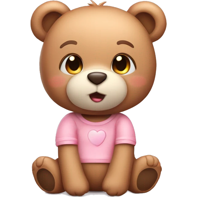 Cute female Teddy Bear Emoji with blush, kids teddy bear, 3d emoji