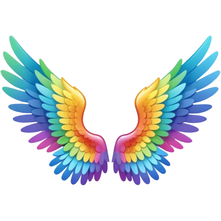 Tiny small mini left and right rainbow angel wings. emoji