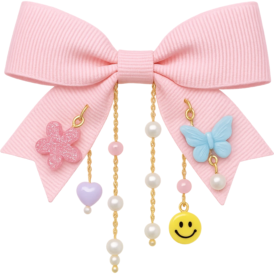 kpop bow with tiny charms and beads, cute and trendy, remove background emoji