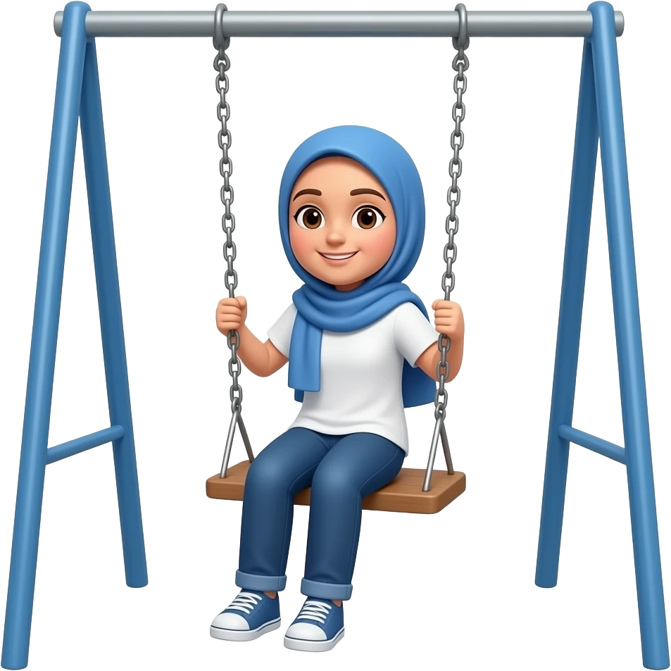 a hijabi girl swinging emoji