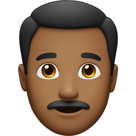 Men with little of culry hair and a mustache from the lips and color of skin brown. black hair emoji