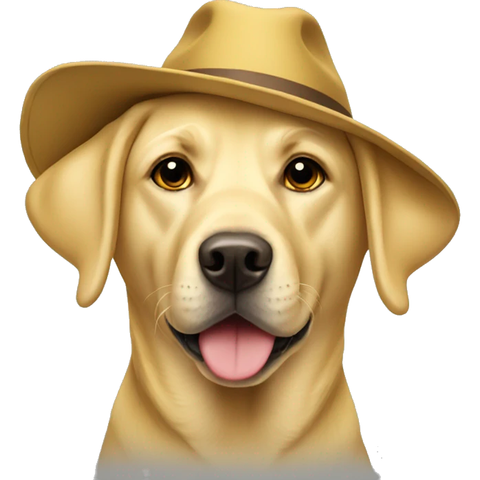 Yellow Labrador wearing a hat emoji
