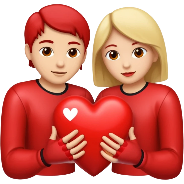 Dos personas en medio de un corazón partido en dos emoji