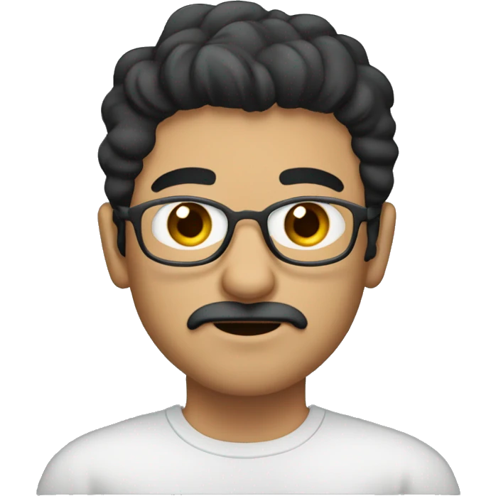 dark hair dark eyes man with short mustache working on a laptop emoji