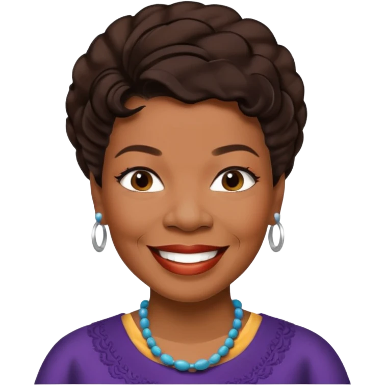 Maya Angelou with dark brown hair emoji