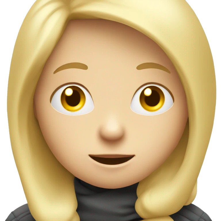talking blond child with two speech bubbles near emoji